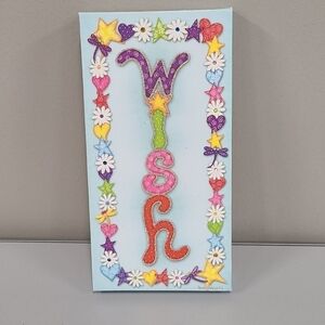 Inspirational Wish Wall Art Painted canvas Glitter